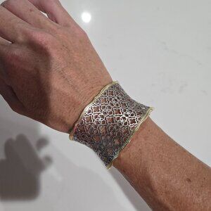 Kendra Scott Candice Gold Cuff Bracelet in Silver Filigree Mix